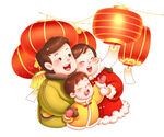 新年全家福插画