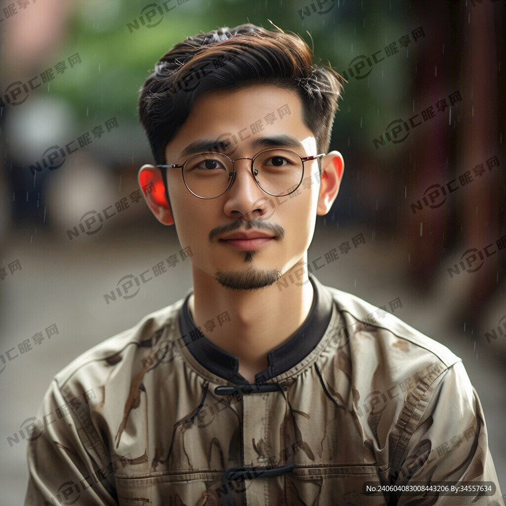 戴眼镜男士 平头