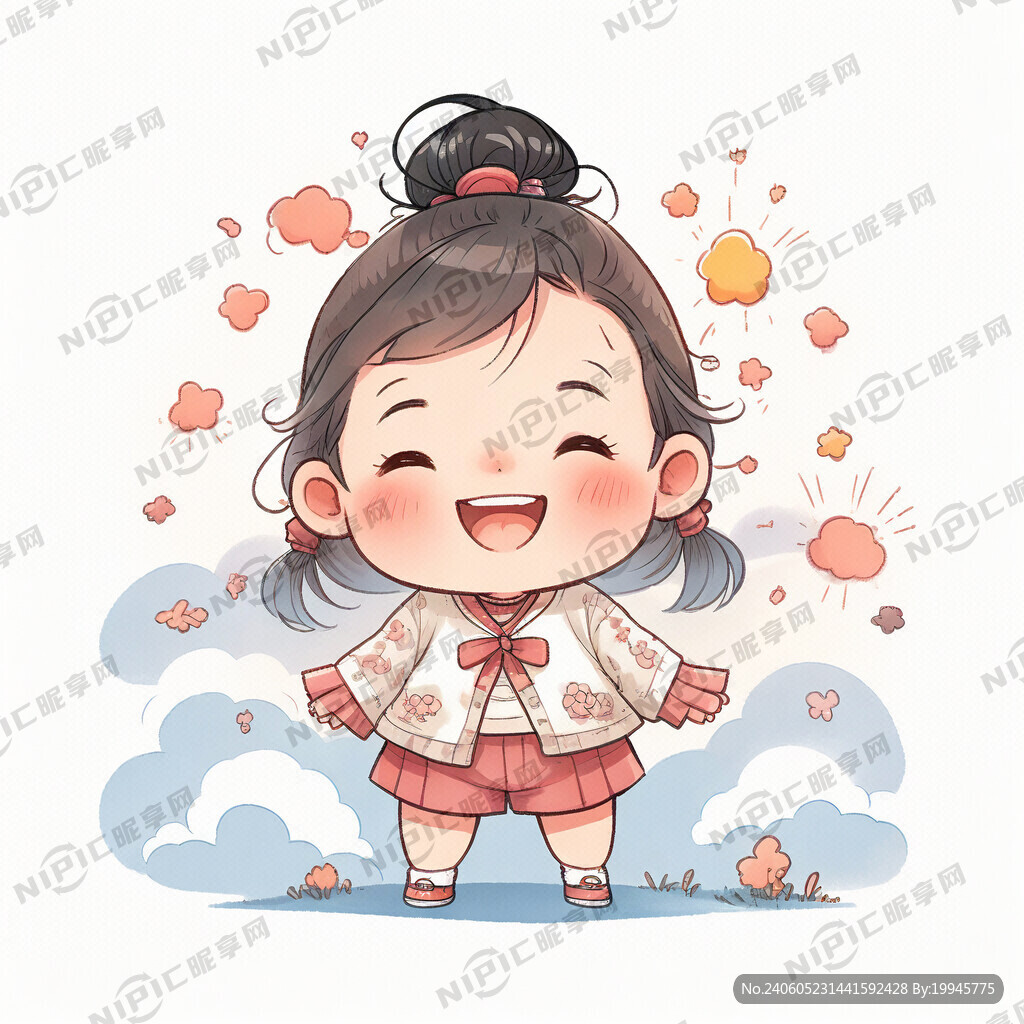 几个萌版小孩 云朵 可爱 太阳