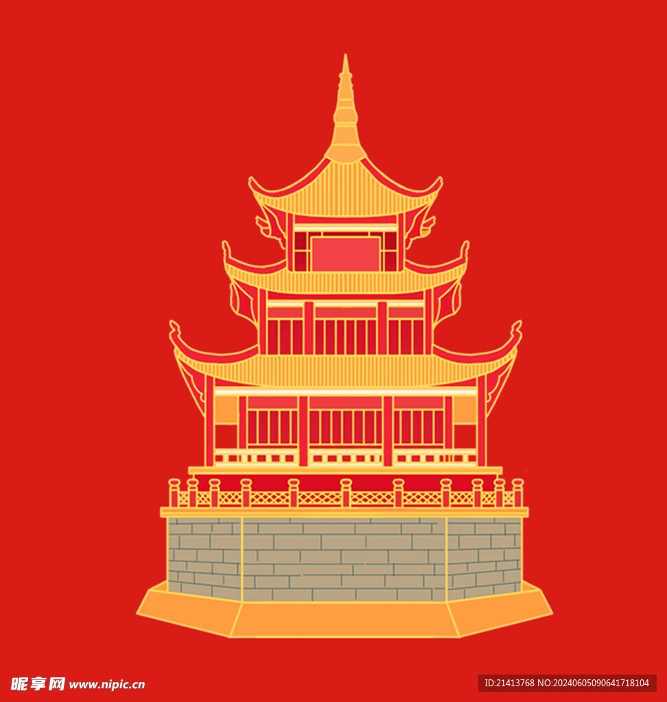 手绘古典建筑 