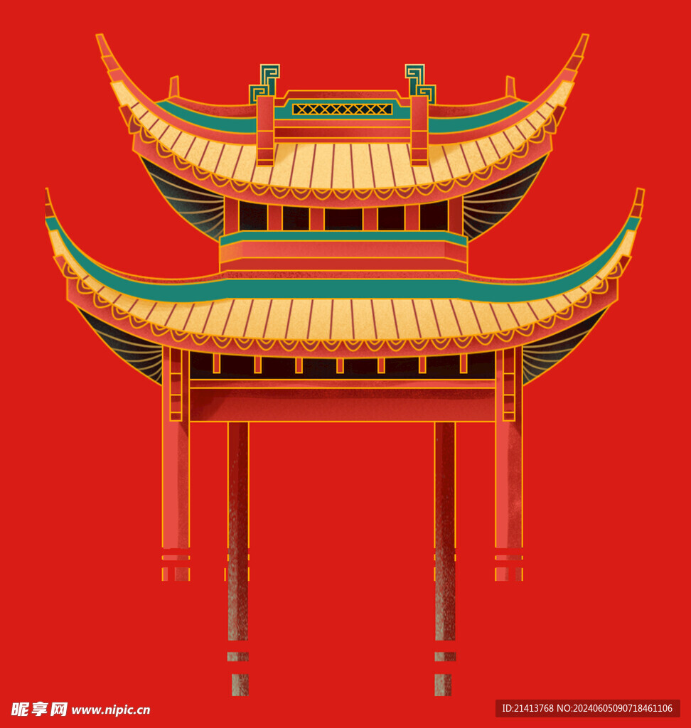 手绘古典建筑 