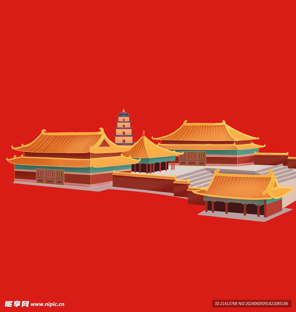 手绘古典建筑 