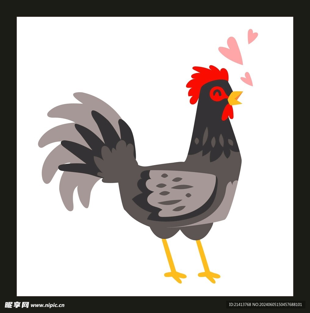 手绘线描小鸡 