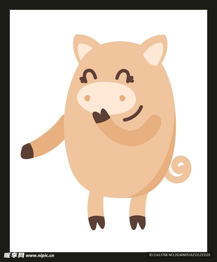 手绘线描小猪 