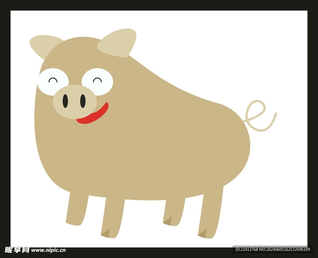 手绘线描小猪