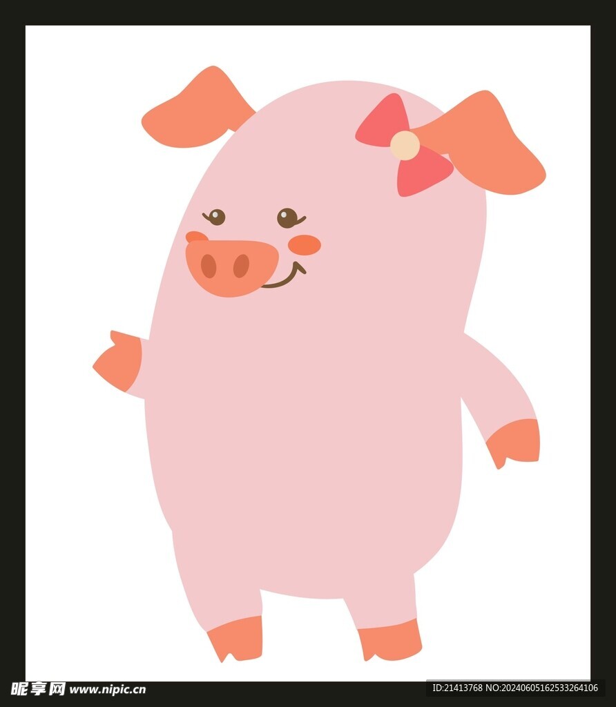 手绘线描小猪