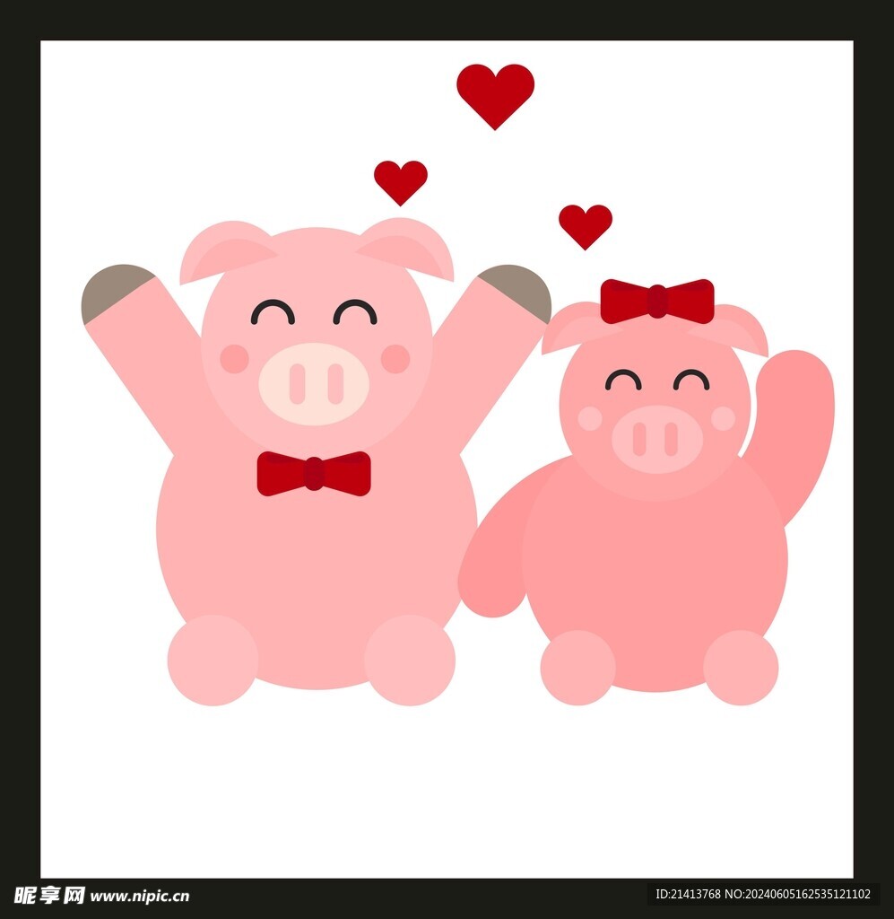 手绘线描小猪 