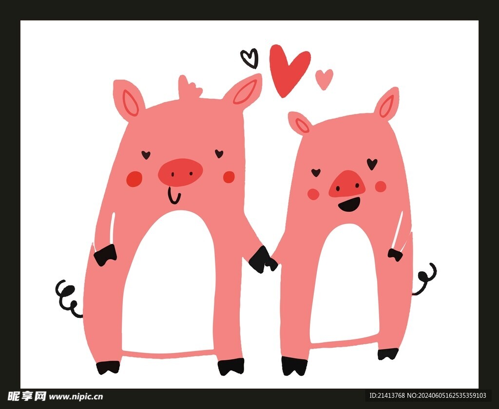 手绘线描小猪 