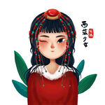 卡通西藏少女