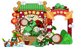 红色端午佳节粽子手绘商场景