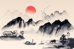 复古中国风国画水墨画