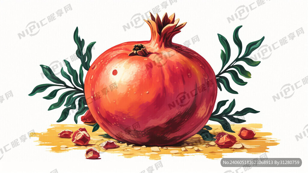 背景色彩明亮 单个大石榴