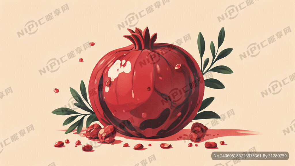 背景色彩明亮 单个大石榴