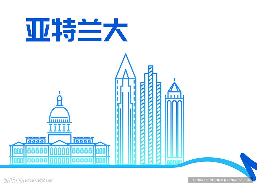 亚特兰大国家地标建筑矢量