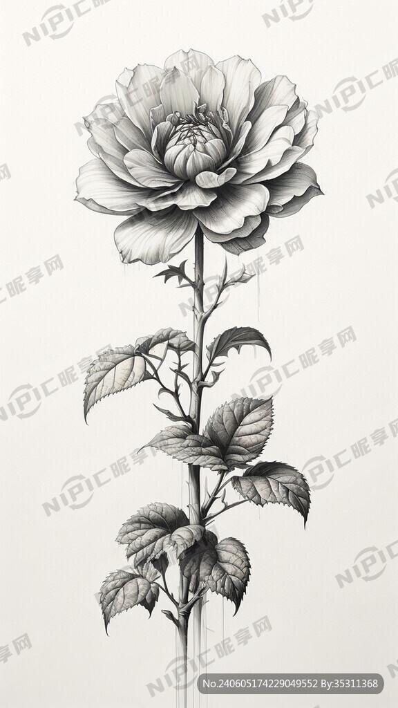 一枝花 素描