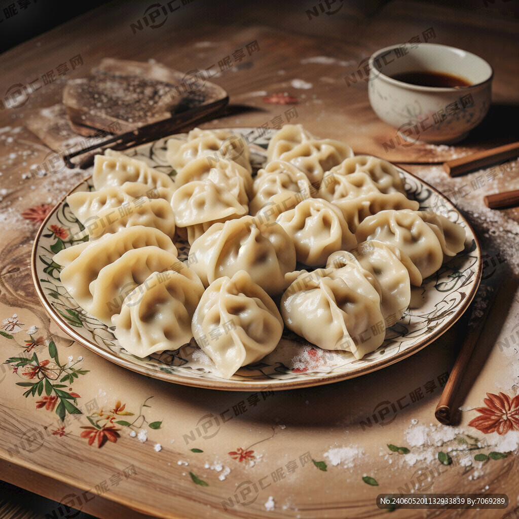 饺子 绘面 桌台