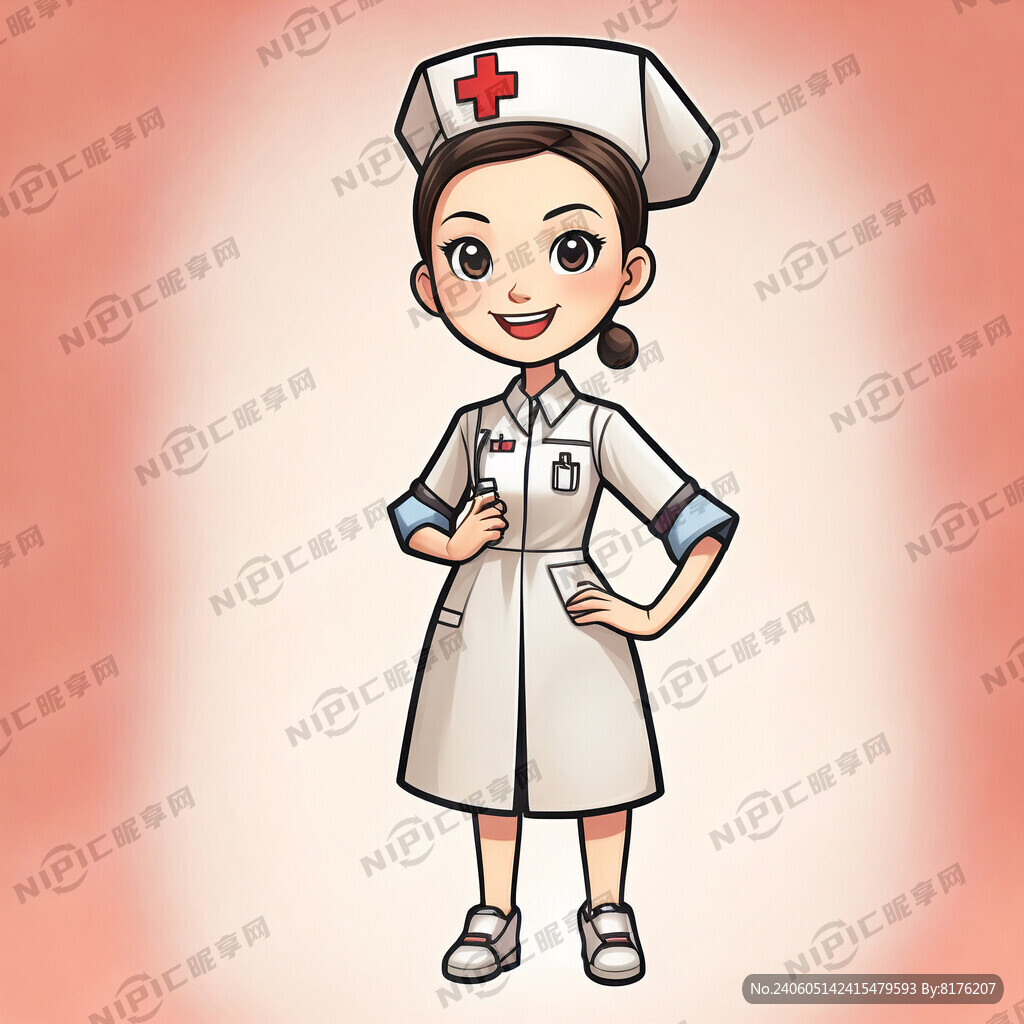 护士卡通人物全身人形指引牌
