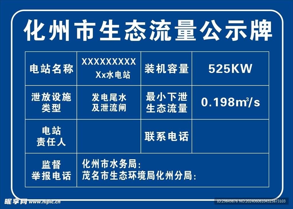 化州市生态流量公示牌