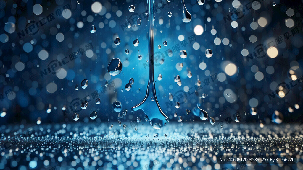 科技感蓝色加雨滴