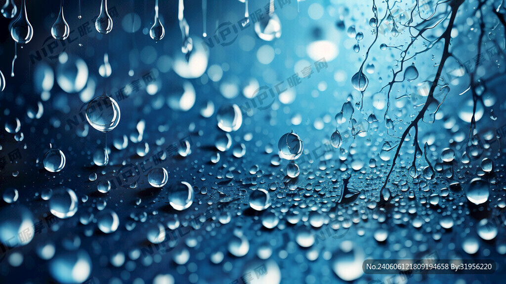 蓝色背景加雨滴阴影
