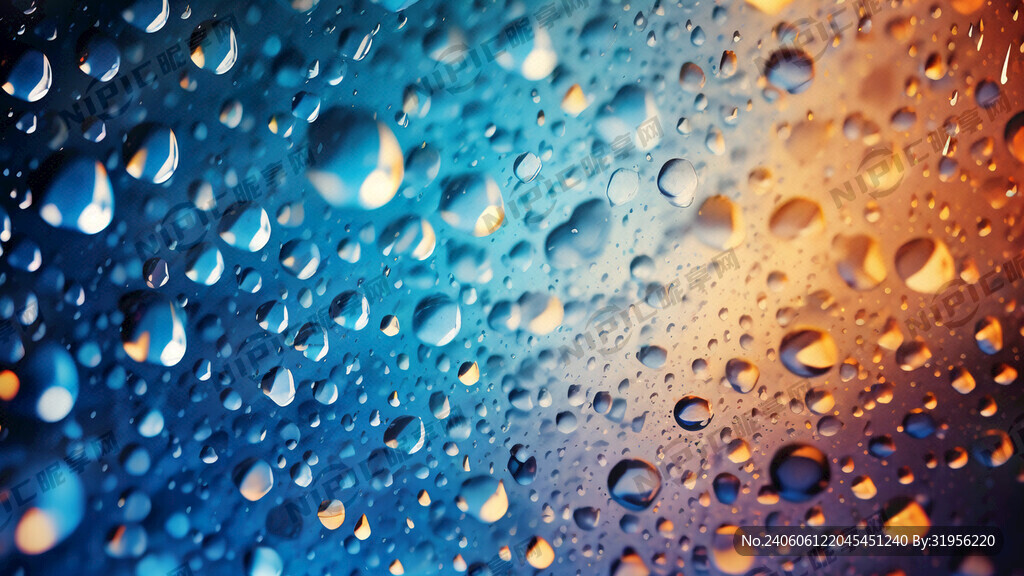 中蓝色背景加雨滴阴影