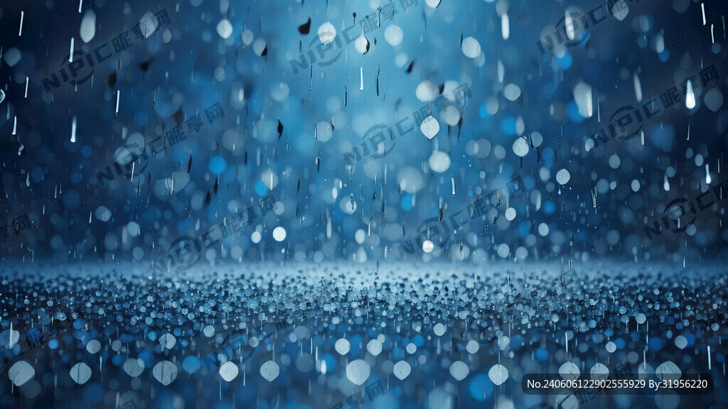 纯蓝色背景 点缀下雨