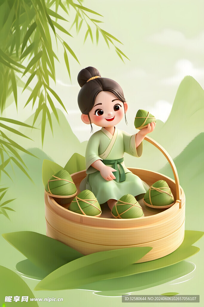  端午卡通女孩
