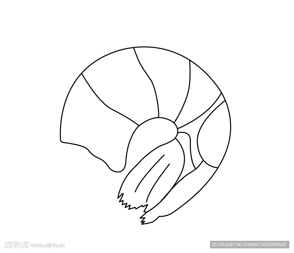 龙虾肉线稿矢量图