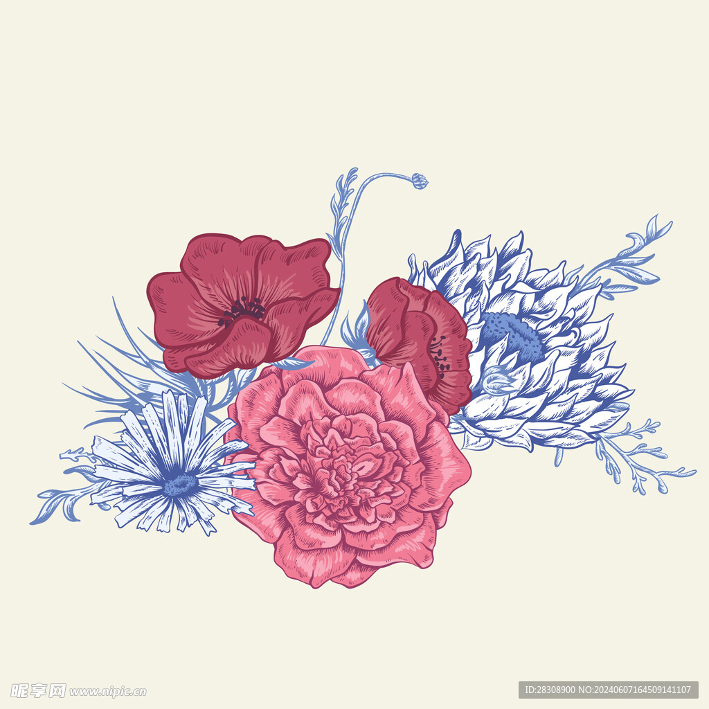 复古花卉