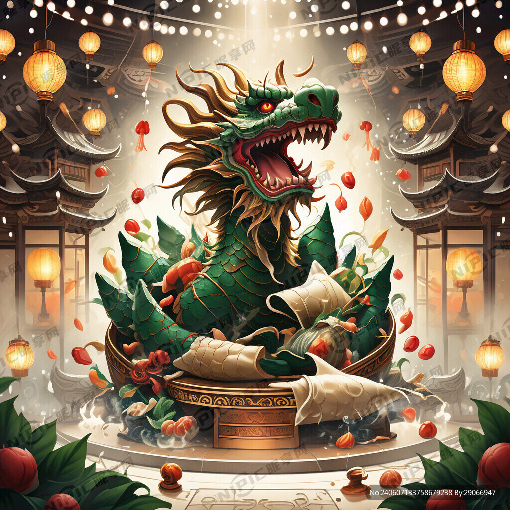 端午节 粽子 龙 舞台灯
