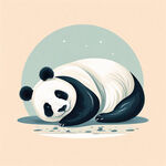 躺着休息的熊猫，闭目养神，扁平化，画风极简，比例瘦点