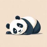 仰躺着休息的熊猫卡通，闭目养神，扁平化，画风极简，比例瘦点，