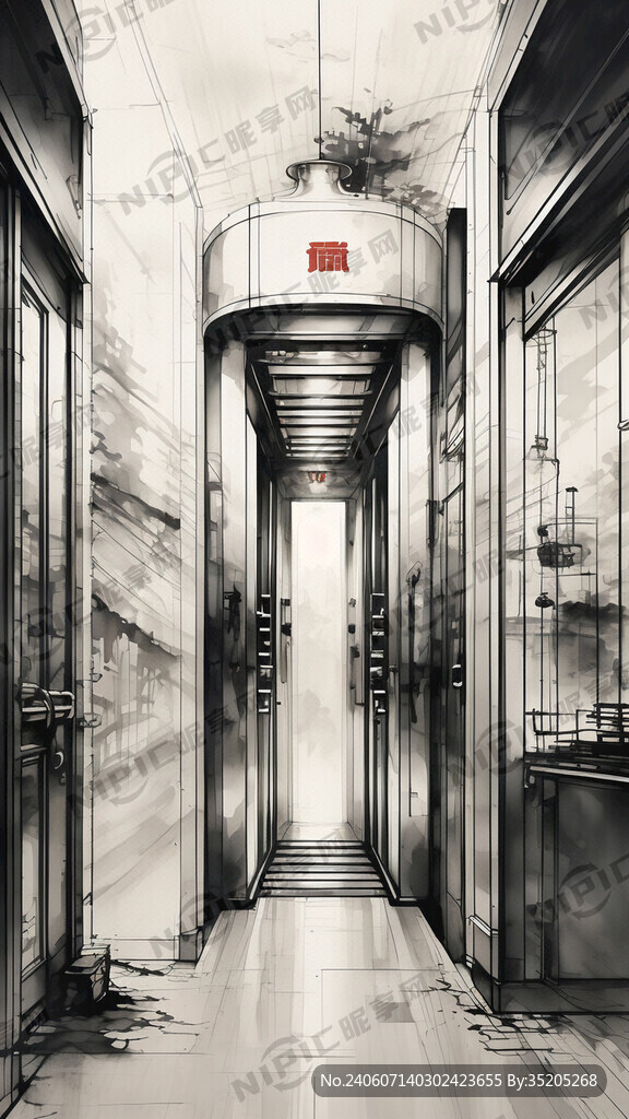 未来的电梯轿厢 有科技感的