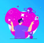 科技 抽象插画 商务  vr 