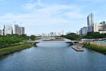 蓝天白云河流城市