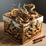 生成一款带有金色龙的礼盒，龙是微浮雕的。包装产品为盒装香烟的