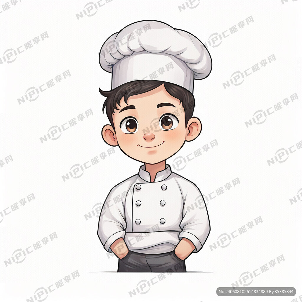 厨师 餐饮 卡通 侧身 中国风