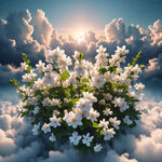 云层里的茉莉花丛，花都是花苞