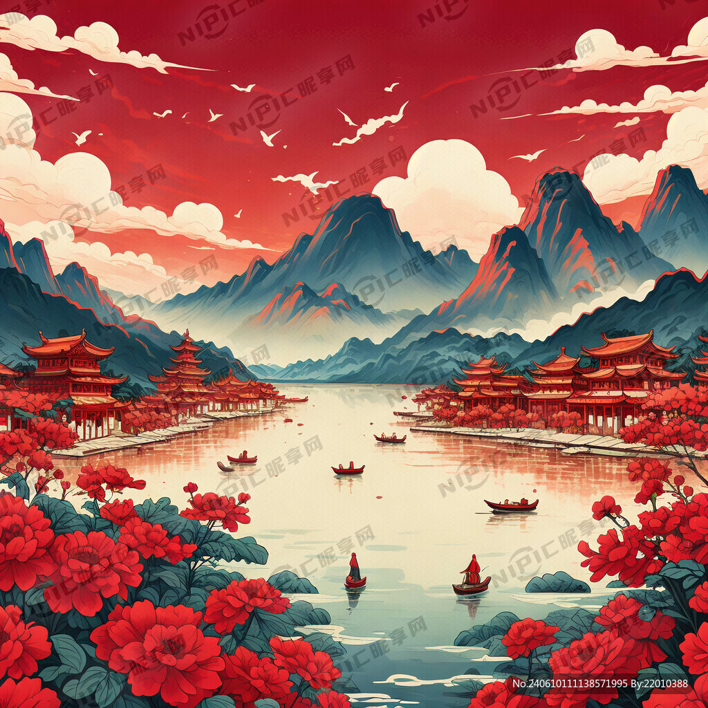 618海报 红色背景