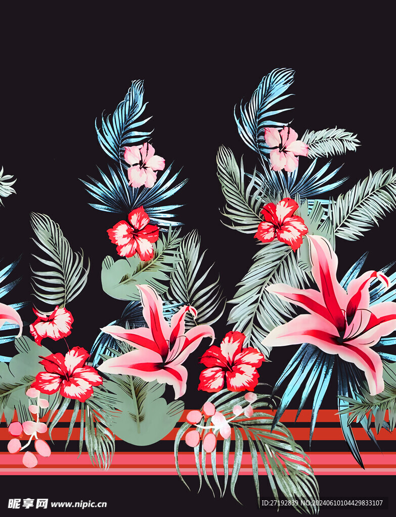 热带树叶花卉
