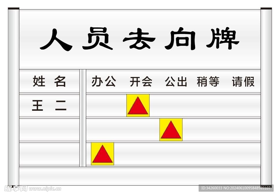 人员去向牌模版