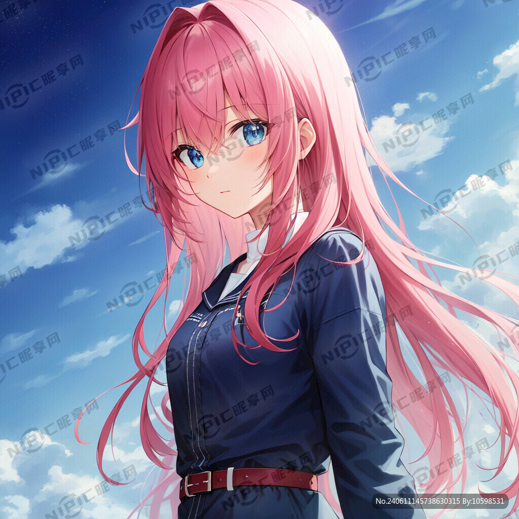 七彩头发少女无背景