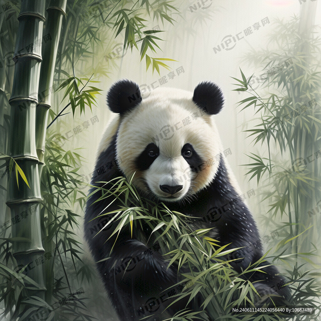 朦胧 连续 循环 竹子 熊猫