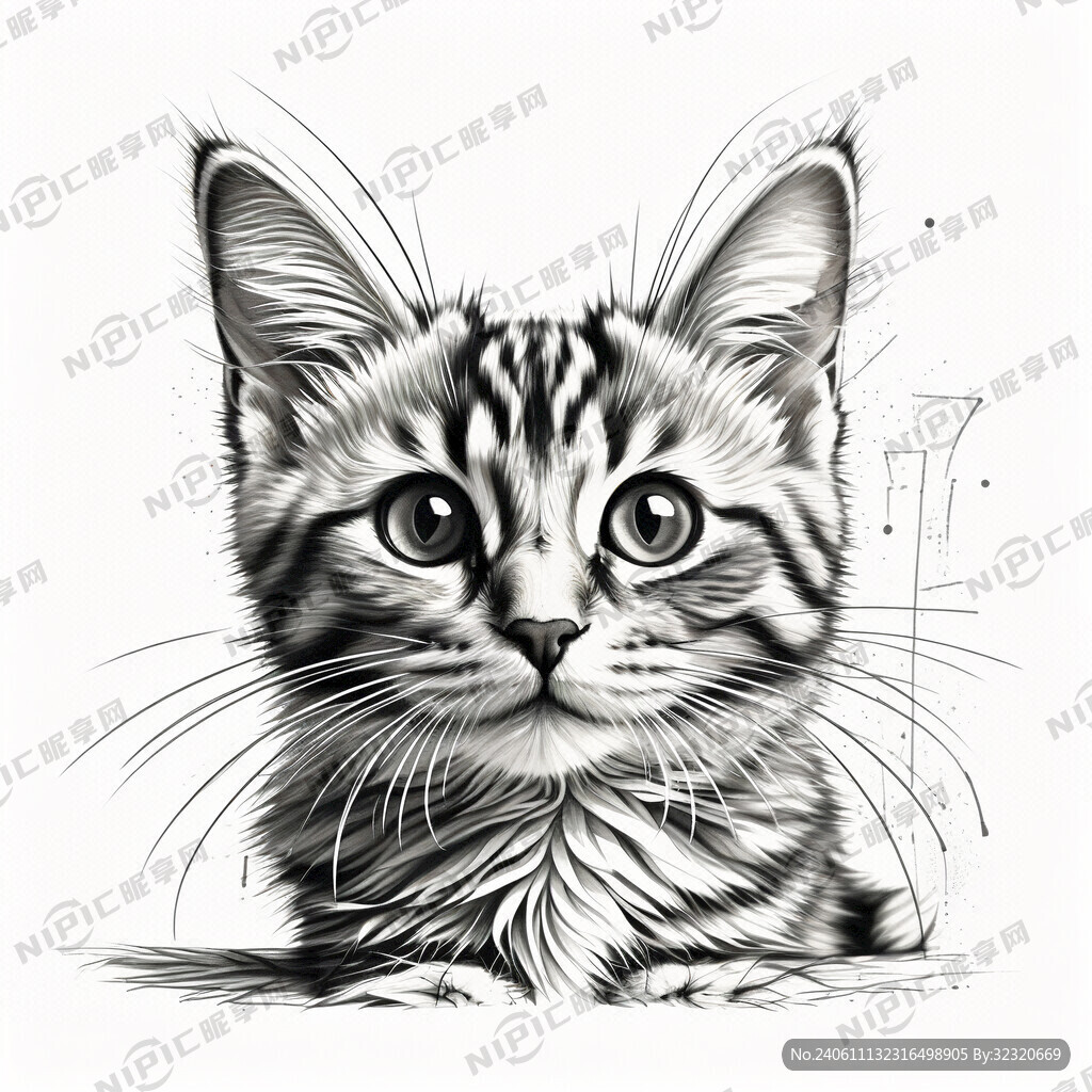 猫 线稿 一只比一只高 叠加