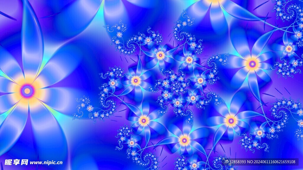 蓝色发光抽象几何造型