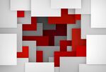 红白撞色几何抽象造型