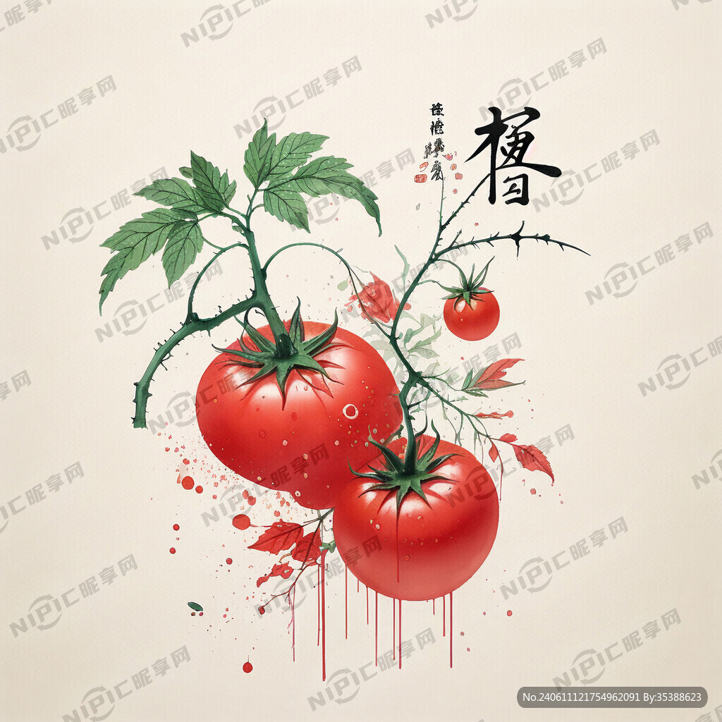 画面上带有田间字样的关于番茄的