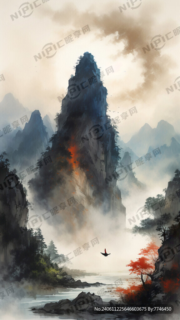 大卫霍克尼画风的千里江山图