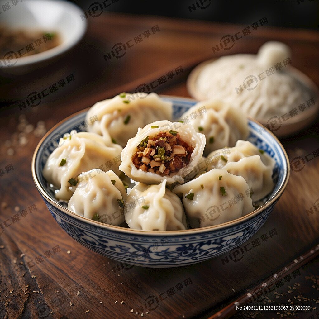 饺子 特写 瓷碗装