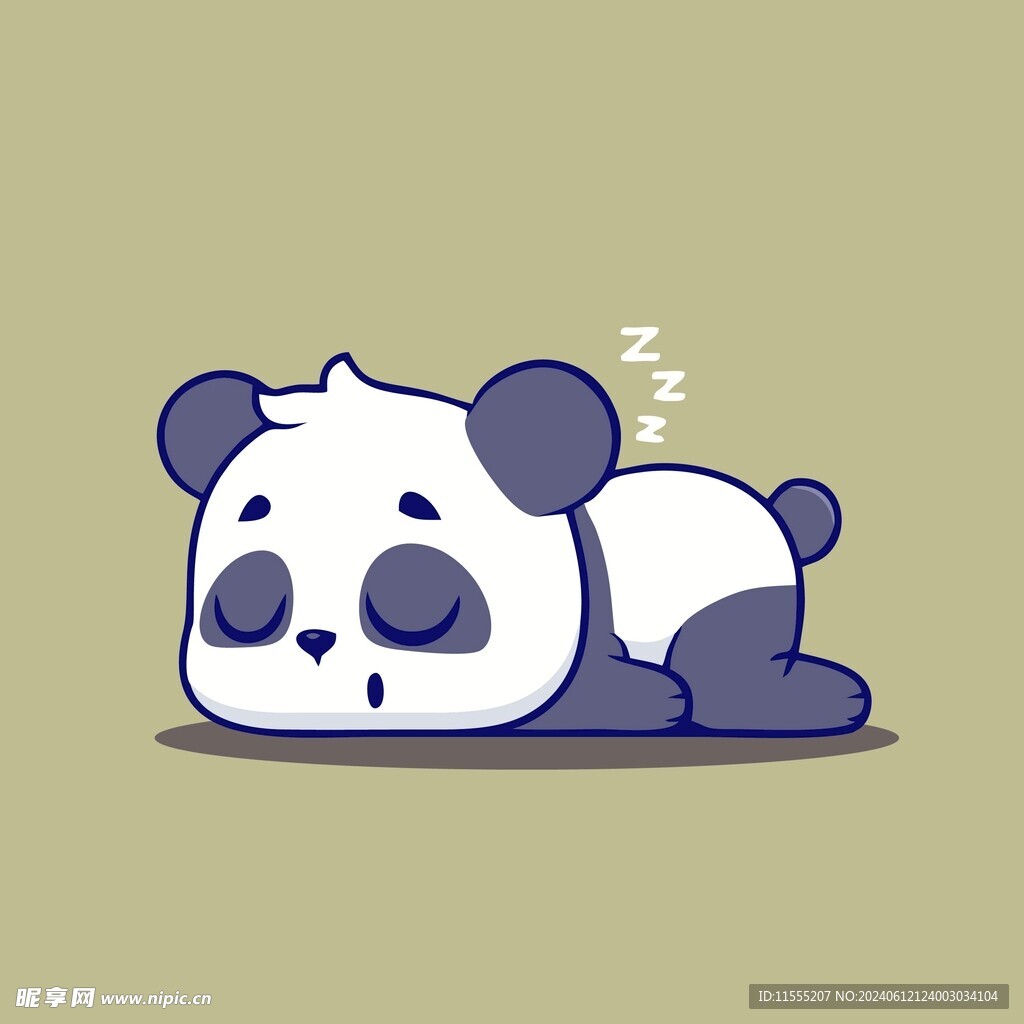 睡觉熊猫矢量卡通儿童插画图片